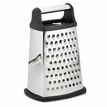 Picture of Professional Box Grater, Stainless Steel with 4 Sides, Best for Parmesan Cheese, Vegetables, Ginger, XL Size, Black