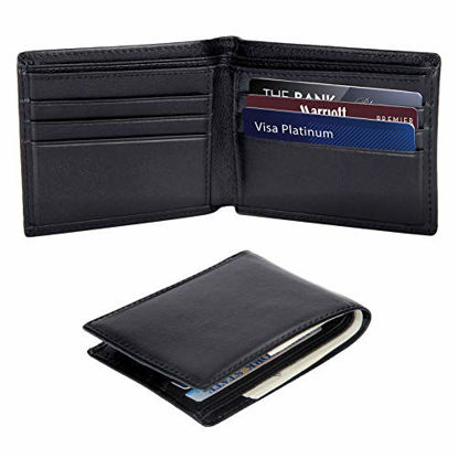 Picture of Polare Men's RFID Blocking Vintage Italian Genuine Leather Slim Bifold Wallet Handmade (Small Black)