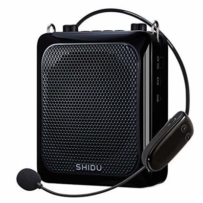 Picture of Voice Amplifier with Wireless Microphone Headset, 25W Echo Sound Bluetooth Mini Pa System Portable Voice Amplification, 4000mAh Rechargeable Mic Speaker for Teachers/Classroom/Speech/Outdoor etc Black