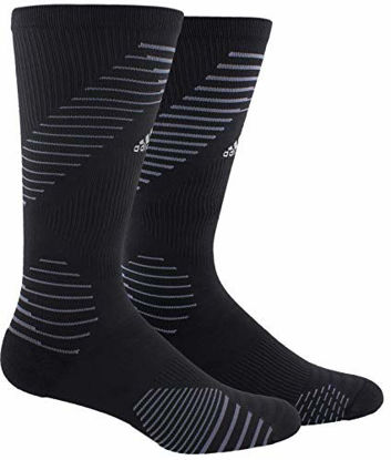Picture of adidas Unisex Running Mid-Crew Sock (1-Pair), Black/Onix/Silver Reflective, Medium, (Shoe Size 6.5-9)
