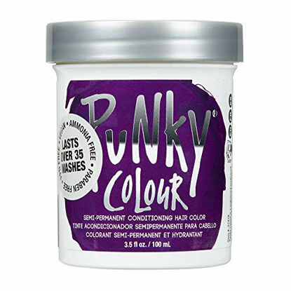 Picture of Punky Purple Semi Permanent Conditioning Hair Color, Non-Damaging Hair Dye, Vegan, PPD and Paraben Free, Transforms to Vibrant Hair Color, Easy To Use and Apply Hair Tint, lasts up to 35 washes, 3.5oz