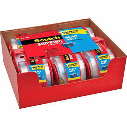 Picture of Scotch Heavy Duty Packaging Tape, 1.88" x 22.2 yd, Designed for Packing, Shipping and Mailing, Strong Seal on All Box Types, 1.5" Core, Clear, 6 Rolls with Dispenser (142-6)