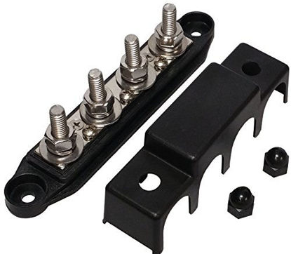 Picture of (Black) 5/16" 4 Stud Power Distribution Block -BUSBAR- with Cover