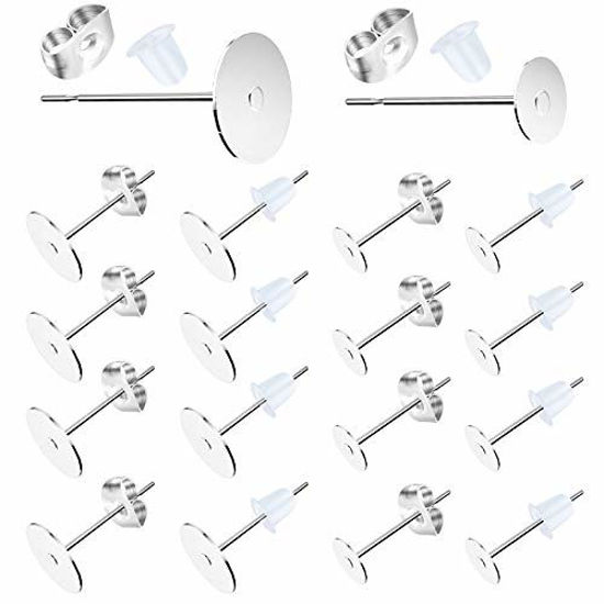 Total 200 Pieces 100 Pieces Stainless Steel Earrings Posts Flat Pad with 100 Pieces Earring Backs for Earring Making Findings 2 Size Total 200 Pieces 100 Pieces Stainless Steel Earrings Posts Flat Pad with 100 Pieces Earring Backs for Earring Making Findings 2 Size