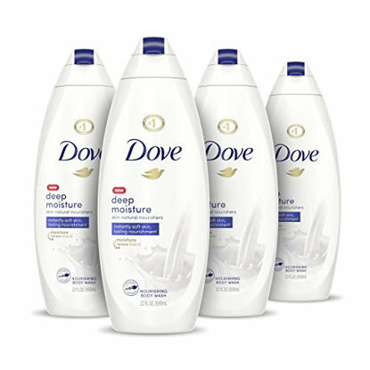 Picture of Dove Body Wash with Skin Natural Nourishers for Instantly Soft Skin and Lasting Nourishment Deep Moisture Effectively Washes Away Bacteria While Nourishing Your Skin 22 oz, 4 Count