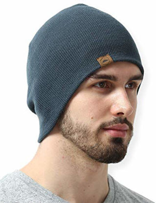 Picture of Knit Beanie Winter Hats for Men and Women - Toboggan Cap for Cold Weather - Warm, Soft & Stretchy Daily Ribbed Acrylic Stocking Hat - Lightweight & Stylish Ski, Skate & Snow Caps Dark Gray
