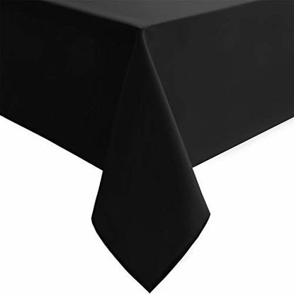 Picture of Hiasan Black Rectangle Tablecloth - 54 x 80 Inch - Waterproof & Wrinkle Resistant Washable Fabric Table Cloth for Dining, Party and Outdoor use