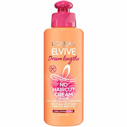 Picture of LOreal Paris Elvive Dream Lengths No Haircut Cream Leave in Conditioner With Fine Castor Oil & Vitamins B3 & B5 for Long, Damaged Hair, Helps Seal Split Ends & Reduces Breakage With System 6.8 FL. Oz