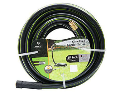 Picture of Worth Garden 3/4 x 25ft Water Hose - Durable Non Kinking Garden Hose - PVC Material with Brass Hose Fittings - Flexible Hose for Household and Professional Use