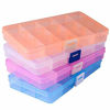 Picture of Opret Jewelry Organizer(4 Pack), Plastic Jewelry Box(15 grids) with Movable Dividers Earring Storage Containers
