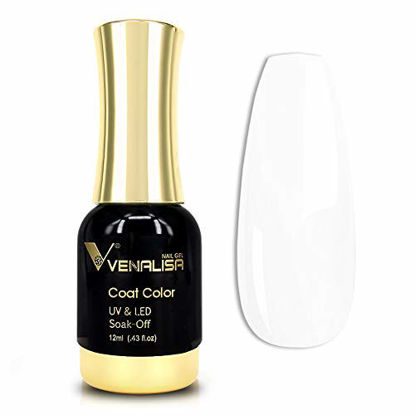 Picture of VENALISA Gel Nail Polish, 12ml Pure White Color Soak Off UV LED Nail Gel Polish Nail Art Starter Manicure Salon DIY at Home, 0.43 OZ