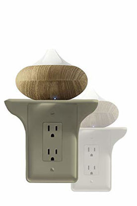 Picture of Power Perch Single Wall Outlet Shelf. Home Wall Shelf Organizer for Outlets. Perfect for Bathroom, Kitchen, Bedrooms with Cord Management and Easy Installation. Almond 2-Pack