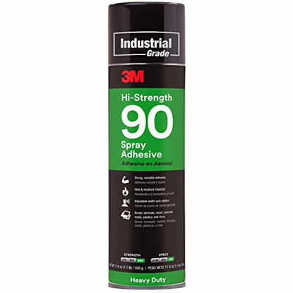 Picture of 3M Hi-Strength 90 Spray Adhesive, Permanent, Bonds Laminate, Wood, Concrete, Metal, Plastic, Clear Glue, Net Wt 17.6 oz, Will Spray Upside Down