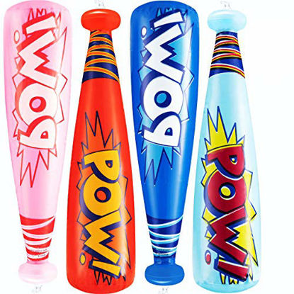 Picture of Bedwina Pow Inflatable Baseball Bats - (Pack of 12) Oversized 20 Inch Inflatable Toy Bat, Carnival Prizes, Goodie Bag Favors or Superhero Birthday Party Prizes for Kids