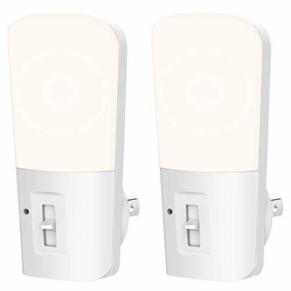 Picture of LOHAS Dimmable Night Light, Plug in LED Night Light Dusk to Dawn Light, Daylight 5000k from 5lm to 80lm Brightness Adjustable Bright Mini Wall Night Light for Kids Baby Bedroom Stairway Nursery 2 Pack