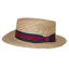 Picture of CTM Straw 2 Inch Brim Boater Hat with Navy Band, Medium, Natural