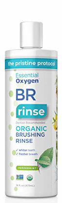 Picture of Essential Oxygen Certified BR Organic Brushing Rinse, All Natural Mouthwash for Whiter Teeth, Fresher Breath, and Happier Gums, Alcohol-Free Oral Care, Peppermint, 16 Ounce