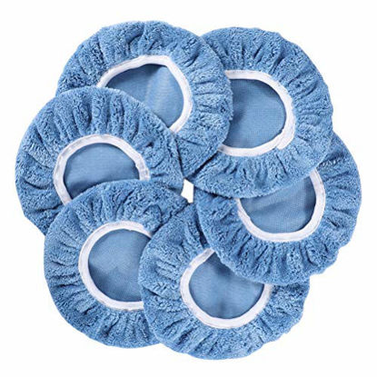 Picture of AUTDER Polisher Buffing Pad Bonnet - (9 to 10 Inches) - Buffing Pad Cover Coral Fleece - Car Polishing Bonnet for Car Polisher 6 Pcs - Blue