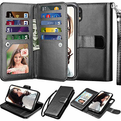 Picture of Njjex Wallet Case for iPhone XR, for iPhone XR Case, PU Leather [9 Card Slots] ID Credit Holder Folio Flip Cover [Detachable][Kickstand] Magnetic Phone Case & Lanyard for iPhone XR 6.1" 2018 [Black]