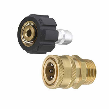 Picture of Tool Daily Pressure Washer Adapter Set, Quick Connect Kit, Metric M22 15mm Female Swivel to M22 Male Fitting, 5000 PSI