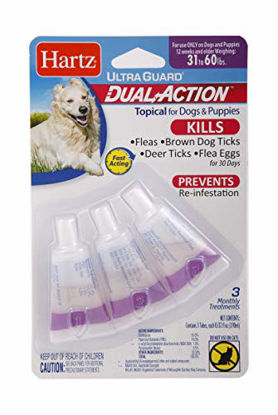 Picture of Hartz UltraGuard Dual Action Topical Flea & Tick Treatment for Dogs and Puppies - 31-60lbs, 3 Monthly Treatments