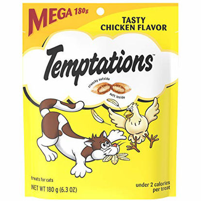Picture of TEMPTATIONS Classic Crunchy and Soft Cat Treats Tasty Chicken Flavor, 6.3 oz. Pouch, pack of 10