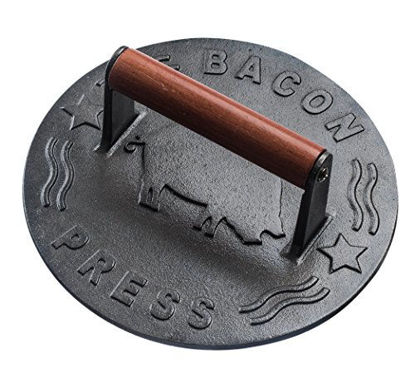 Picture of Bellemain Cast Iron Grill Press, Heavy-duty bacon press with Wood Handle, 8.5-Inch Round