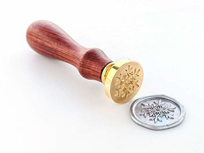 Picture of VOOSEYHOME Christmas Snowflake Snow Flake Wax Seal Stamp with Rosewood Handle, Decorating on Invitations Mails Sealers Posters Gift Packings for Birthday Themed Parties Signature
