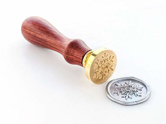 Picture of VOOSEYHOME Christmas Snowflake Snow Flake Wax Seal Stamp with Rosewood Handle, Decorating on Invitations Mails Sealers Posters Gift Packings for Birthday Themed Parties Signature
