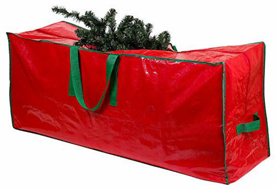 Picture of Christmas Tree Storage Bag - Stores a 7.5 Foot Artificial Xmas Holiday Tree. Durable Waterproof Material to Protect Against Dust, Insects, and Moisture. Zippered Bag with Carry Handles. (Red)