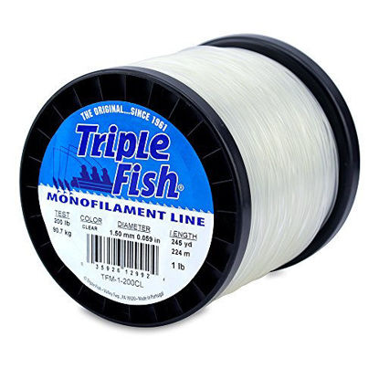 Picture of Triple Fish Mono Line, 200 lb (90.7 kg) test, .059 in (1.50 mm) diam, Clear, 1 lb (0.45 kg) Spool, 245 yd (224 m)