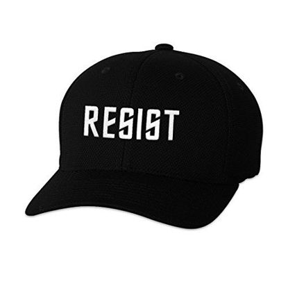 Picture of Resist Embroidered Flexfit Adult Cool & Dry Piqué Mesh Cap Hat - [Black]