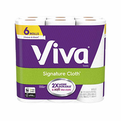 Picture of VIVA Signature Cloth Choose-A-Sheet Kitchen Paper Towels, White (58 Sheets Per Roll), 6 Rolls (Pack of 1)