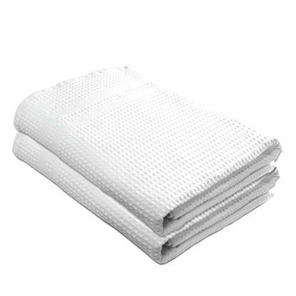 Picture of Gilden Tree Premium Waffle Weave Bath Towels 2 Pc Set 100% Natural Cotton Quick Dry Lint Free Soft Luxurious Fabric Solid Colors Oversized Thin Cloth Fade Resistant (White)
