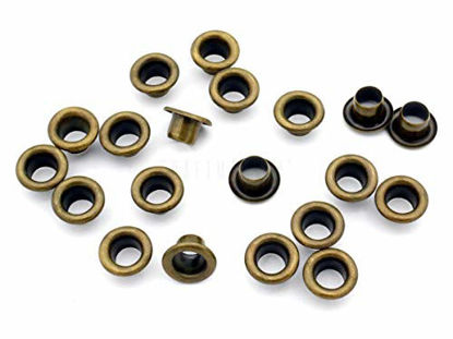 Picture of CRAFTMEMORE 4MM Hole 100PCS Grommets Eyelets for Shoes, Bead Cores, Clothes, Leather, Canvas (Antique Brass)