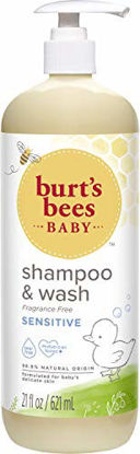 Picture of Burt's Bees Baby Sensitive Shampoo and Wash, Fragrance Free, Tear Free, Pediatrician Tested, 98.9% Natural Origin, 21 Fluid Ounces