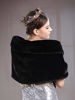 Picture of Aukmla Women's Brown Faux Fur Shawl Wedding Fur Wraps and Shawls Bridal Fur Stoles Scarf with Rhinestones Brooch for Bride and Bridesmaids (Black)