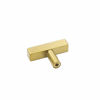 Picture of 10 Pack | goldenwarm Brushed Brass Cabinet Knobs Dresser Knob Gold Kitchen Hardware - LS1212GD Stainless Steel Single Hole Square Knobs for Cabinets T Knobs 2 inch (50mm) Overall Length