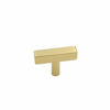 Picture of 10 Pack | goldenwarm Brushed Brass Cabinet Knobs Dresser Knob Gold Kitchen Hardware - LS1212GD Stainless Steel Single Hole Square Knobs for Cabinets T Knobs 2 inch (50mm) Overall Length