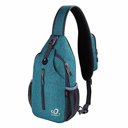 Picture of Waterfly Crossbody Sling Backpack Sling Bag Travel Hiking Chest Bags Daypack (Teal blue)