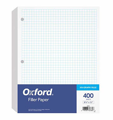 Picture of Oxford Filler Paper, 8-1/2" x 11", 4 x 4 Graph Rule, 3-Hole Punched, Loose-Leaf Paper for 3-Ring Binders, 400 Sheets Per Pack (62360)