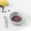 Picture of Bumkins - Silicone First Feeding Set w/Lid & Spoon - Grey