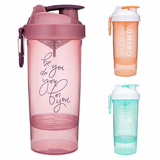 GOMOYO [2 Pack] 20-Shaker Bottle with Attachable Storage