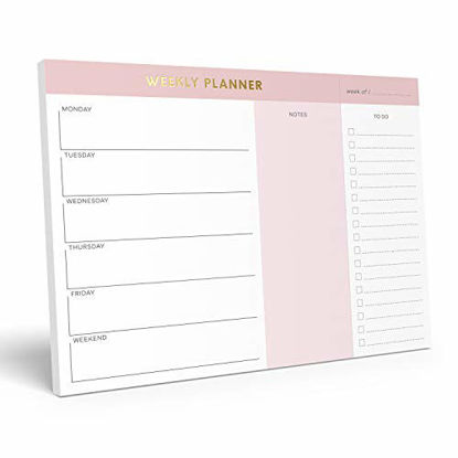 Picture of Sweetzer & Orange Weekly To Do List Notepad. Pink Gold Weekly Planner Pad with Daily Planner Agenda Squares. 7x10 Day Planner 2020 2021 - Student Planner, Work Planner and Checklist Note Pad.