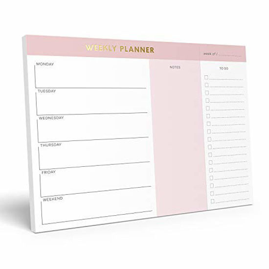 Picture of Sweetzer & Orange Weekly To Do List Notepad. Pink Gold Weekly Planner Pad with Daily Planner Agenda Squares. 7x10 Day Planner 2020 2021 - Student Planner, Work Planner and Checklist Note Pad.