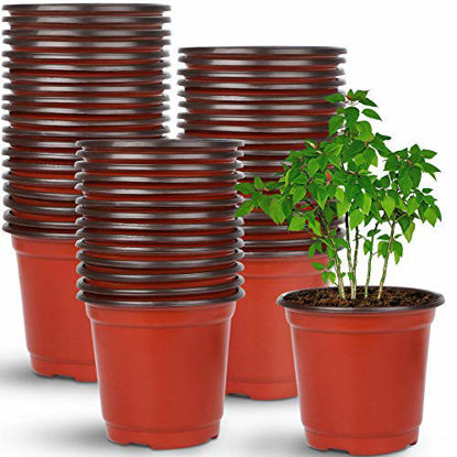 Picture of Augshy 110 Pcs 4" Plastic Plants Nursery Pot,Seed Starting Pots