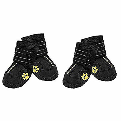 Picture of EXPAWLORER Waterproof Dog Boots Reflective Non Slip Pet Booties for Medium Large Dogs Black 4 Pcs