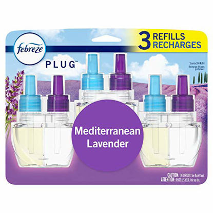 Picture of Febreze Plug in Air Freshener and Odor Eliminator, Scented Oil Refill, Mediterranean Lavender, 3 Count