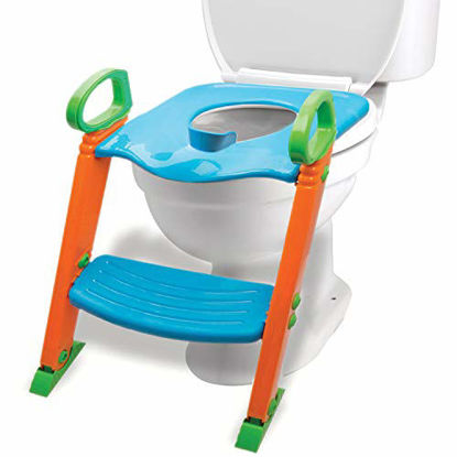 Picture of Potty Training Seat with Ladder & Upgraded Splashguard - Toilet Step Stool for Kids Toddlers w/ Handles. Sturdy, Safe & Adjustable Height w/ Anti Slip Pads. Easy Fold Trainer for Boys Girls Baby