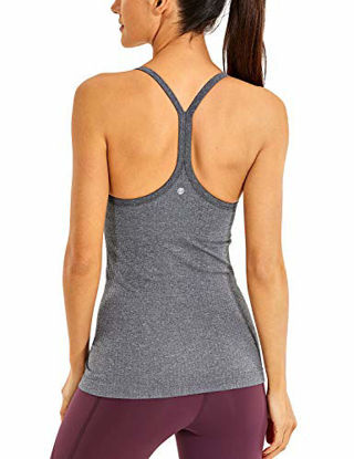 Picture of CRZ YOGA Seamless Workout Tank Tops for Women Racerback Athletic Camisole Sports Shirts with Built in Bra Light Grey Small